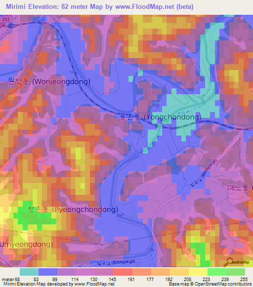 Mirimi,South Korea Elevation Map