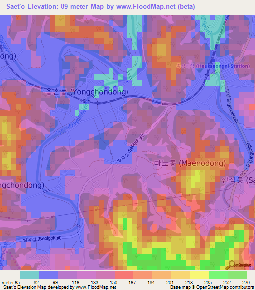 Saet'o,South Korea Elevation Map