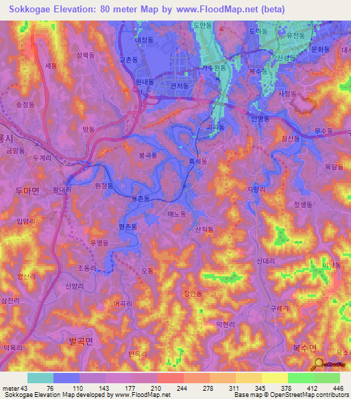 Sokkogae,South Korea Elevation Map