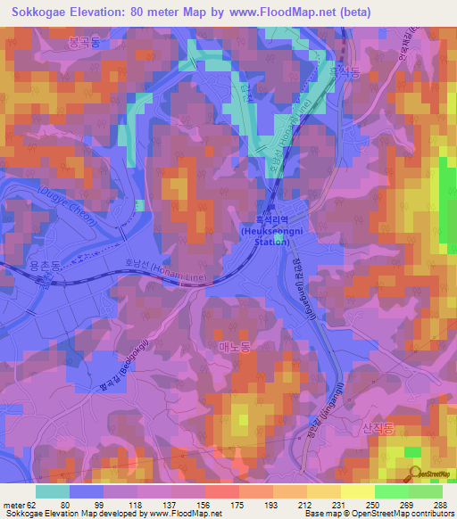 Sokkogae,South Korea Elevation Map