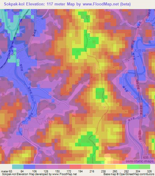 Sokpak-kol,South Korea Elevation Map