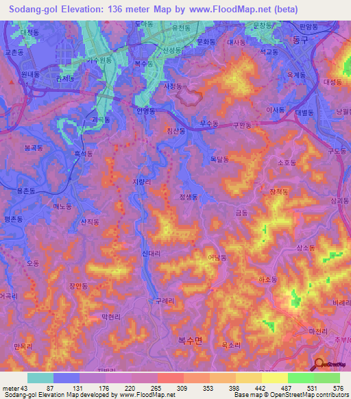 Sodang-gol,South Korea Elevation Map