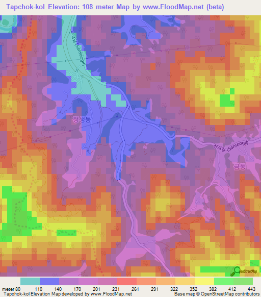 Tapchok-kol,South Korea Elevation Map