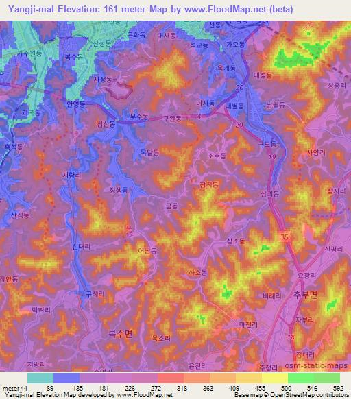 Yangji-mal,South Korea Elevation Map