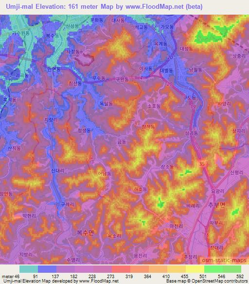 Umji-mal,South Korea Elevation Map