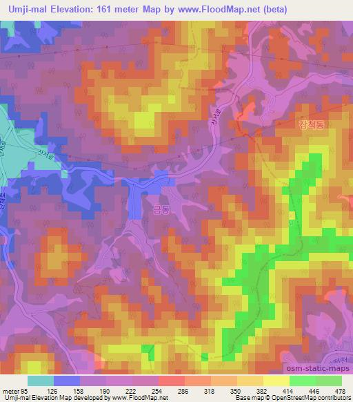 Umji-mal,South Korea Elevation Map