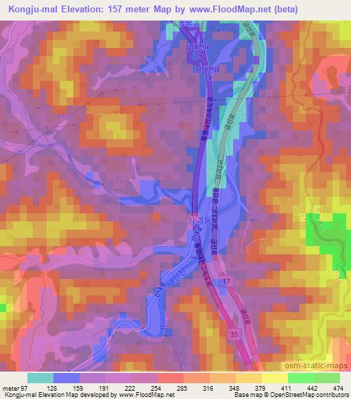 Kongju-mal,South Korea Elevation Map