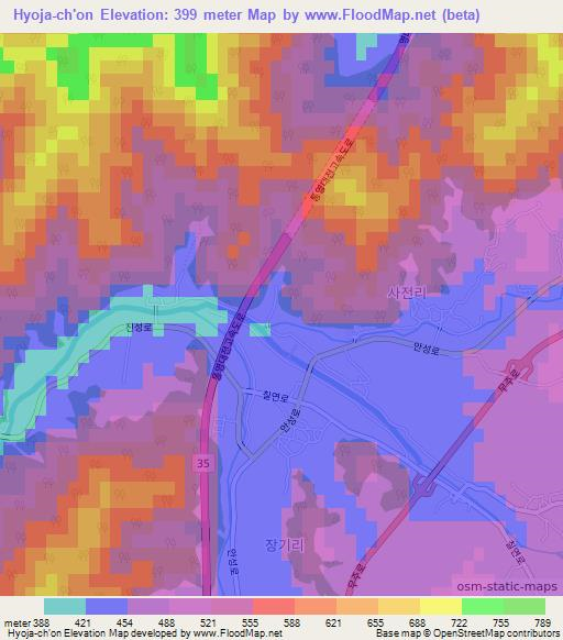 Hyoja-ch'on,South Korea Elevation Map