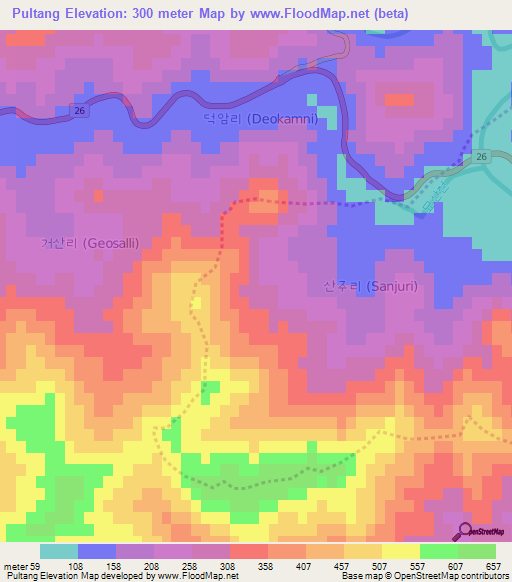 Pultang,South Korea Elevation Map