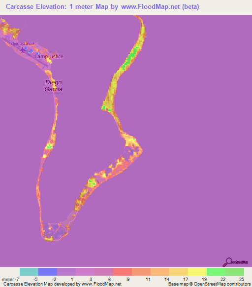 Carcasse,British Indian Ocean Territory Elevation Map