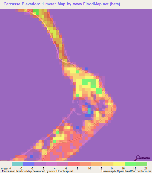 Carcasse,British Indian Ocean Territory Elevation Map