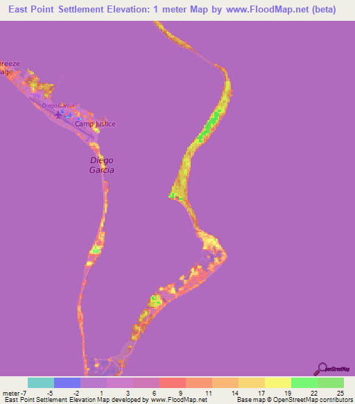 East Point Settlement,British Indian Ocean Territory Elevation Map