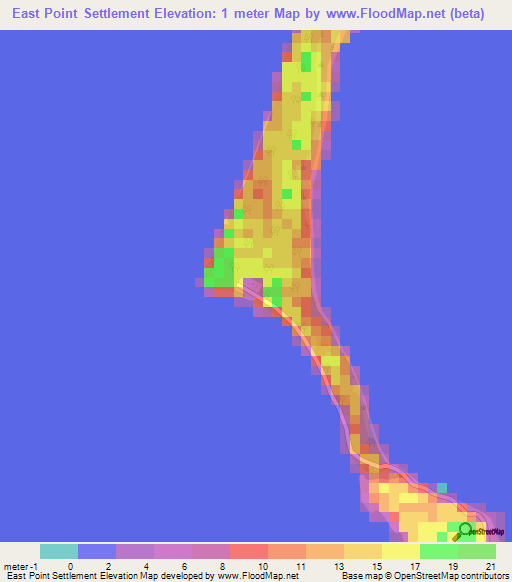 East Point Settlement,British Indian Ocean Territory Elevation Map