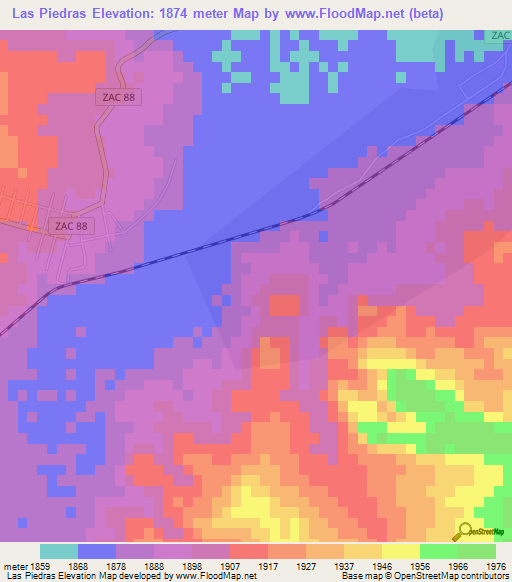 Las Piedras,Mexico Elevation Map