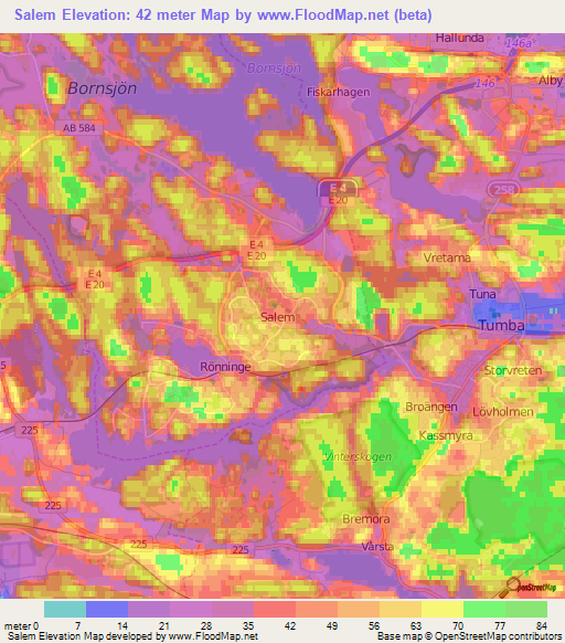 Salem,Sweden Elevation Map