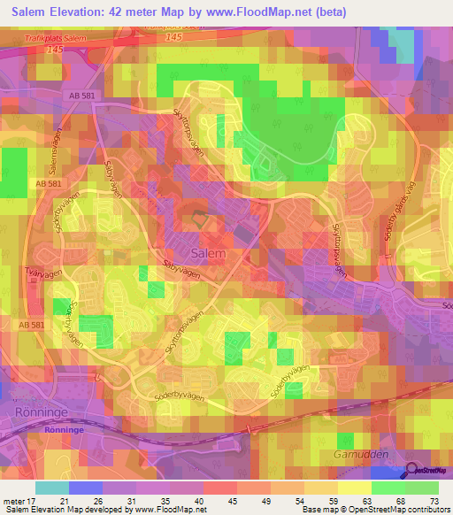 Salem,Sweden Elevation Map