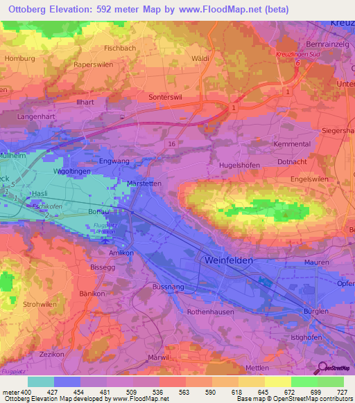 Ottoberg,Switzerland Elevation Map