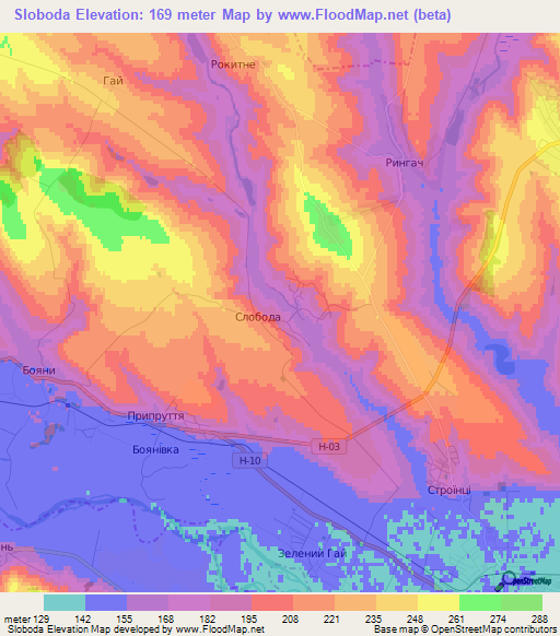 Sloboda,Ukraine Elevation Map