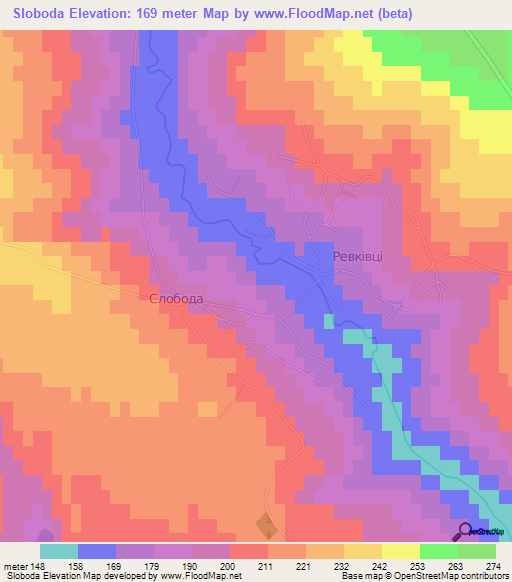 Sloboda,Ukraine Elevation Map