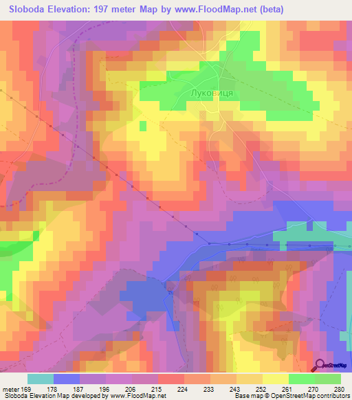 Sloboda,Ukraine Elevation Map