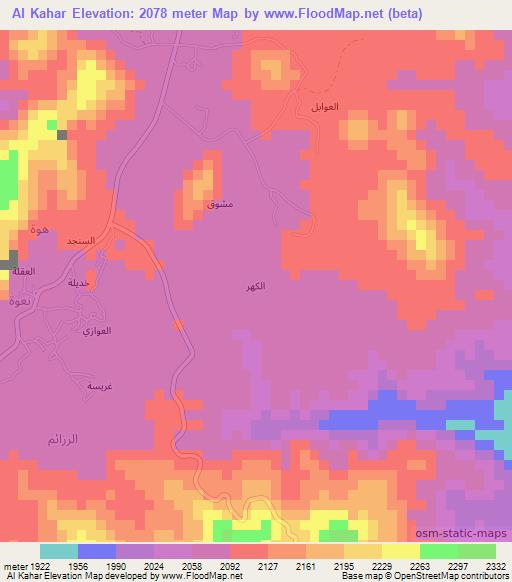 Al Kahar,Yemen Elevation Map