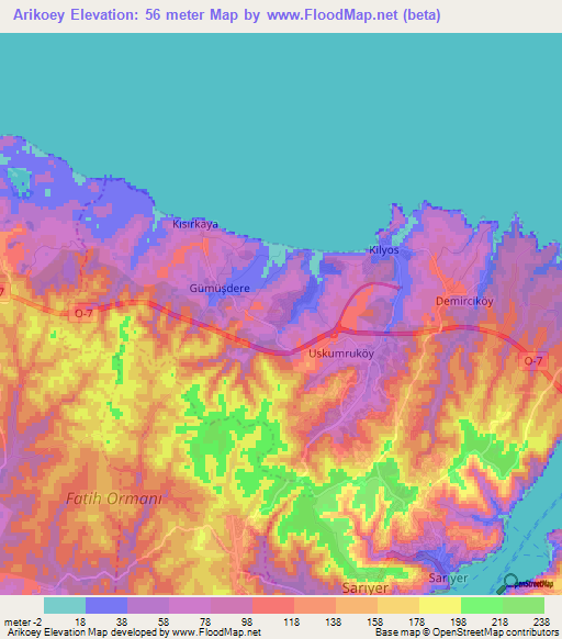 Arikoey,Turkey Elevation Map