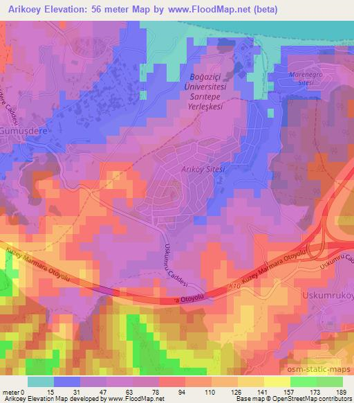 Arikoey,Turkey Elevation Map