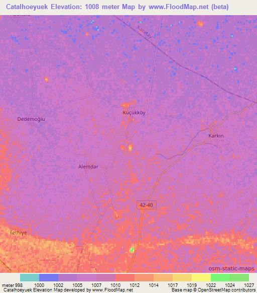 Catalhoeyuek,Turkey Elevation Map
