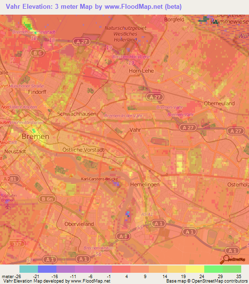 Vahr,Germany Elevation Map