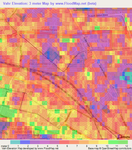 Vahr,Germany Elevation Map