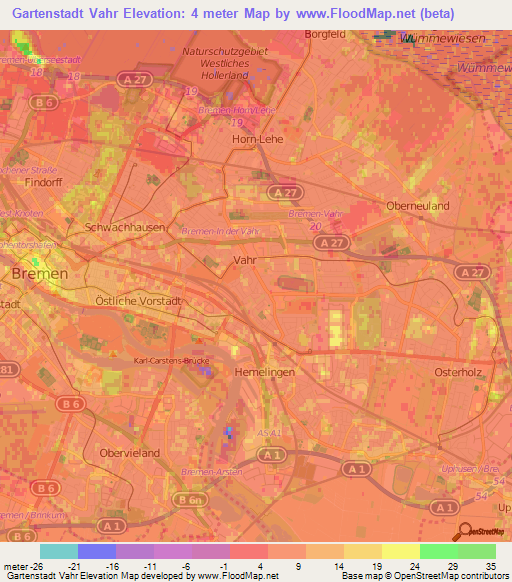 Gartenstadt Vahr,Germany Elevation Map