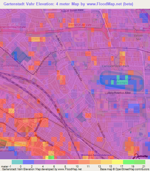 Gartenstadt Vahr,Germany Elevation Map