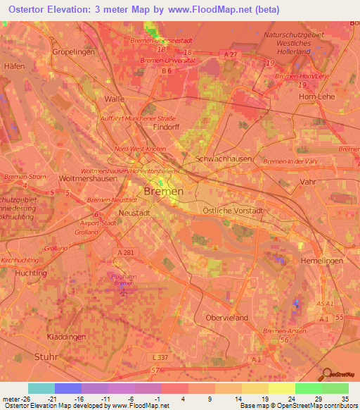 Ostertor,Germany Elevation Map