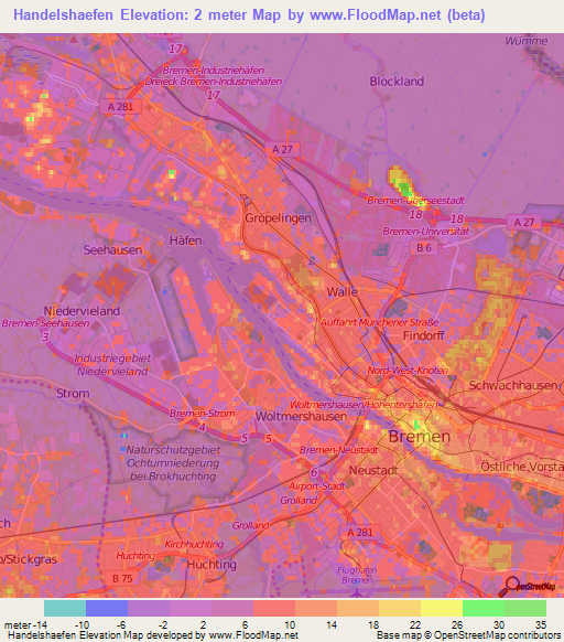 Handelshaefen,Germany Elevation Map