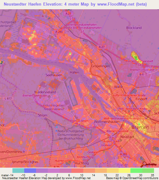 Neustaedter Haefen,Germany Elevation Map