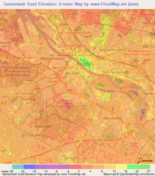 Gartenstadt Sued,Germany Elevation Map