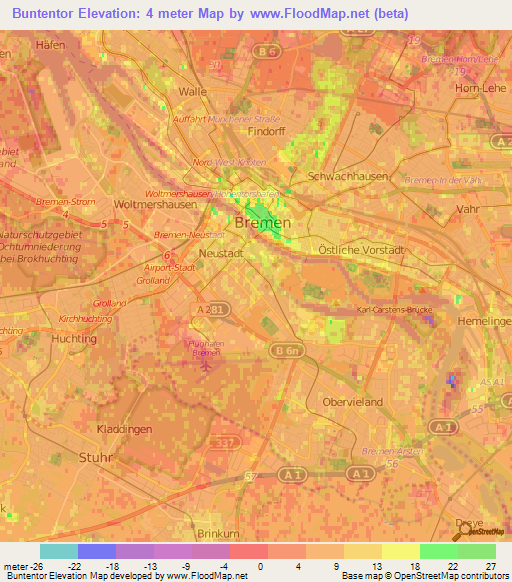 Buntentor,Germany Elevation Map