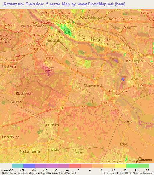 Kattenturm,Germany Elevation Map