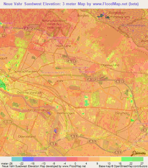 Neue Vahr Suedwest,Germany Elevation Map