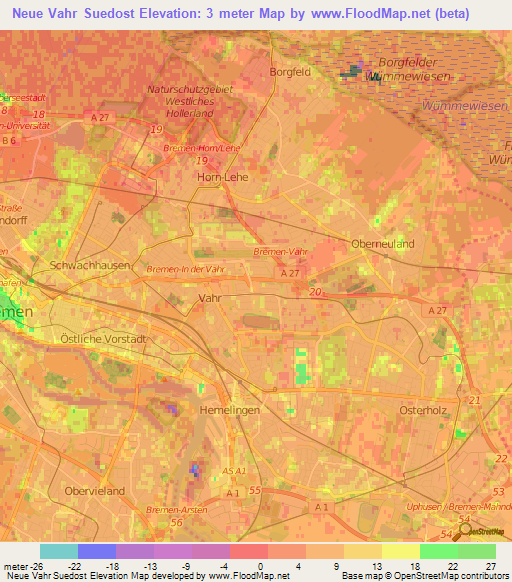 Neue Vahr Suedost,Germany Elevation Map