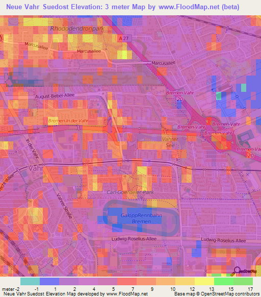 Neue Vahr Suedost,Germany Elevation Map