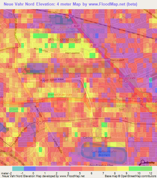 Neue Vahr Nord,Germany Elevation Map