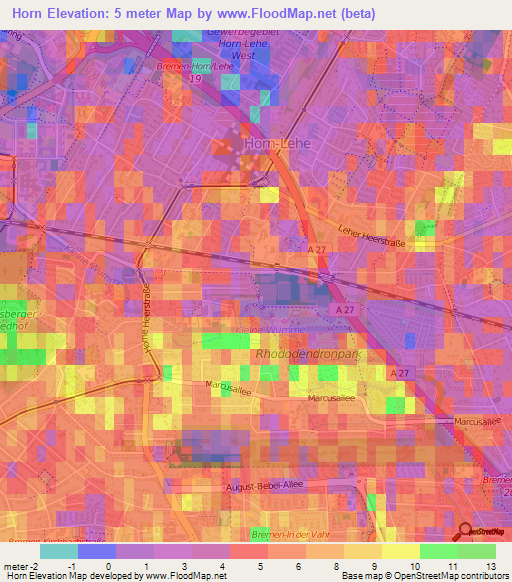 Horn,Germany Elevation Map