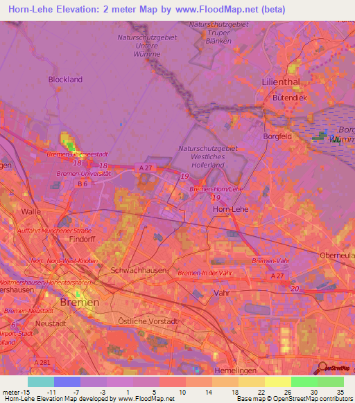 Horn-Lehe,Germany Elevation Map