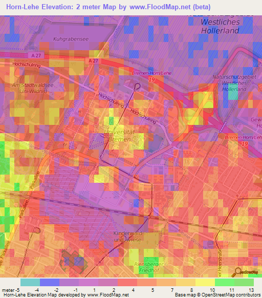 Horn-Lehe,Germany Elevation Map