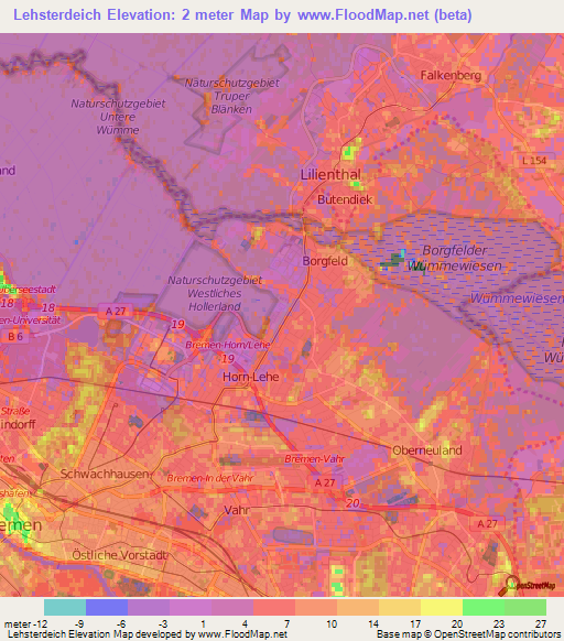 Lehsterdeich,Germany Elevation Map