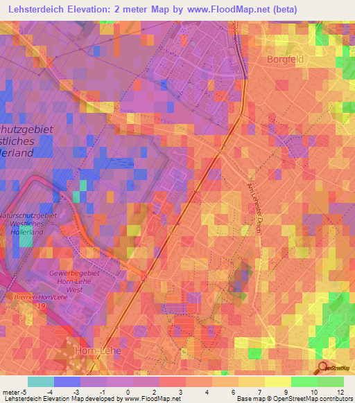 Lehsterdeich,Germany Elevation Map