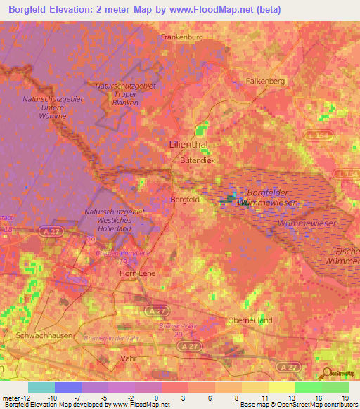 Borgfeld,Germany Elevation Map