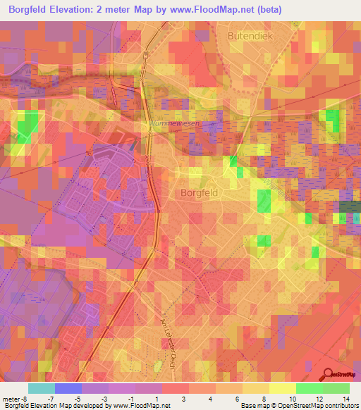 Borgfeld,Germany Elevation Map