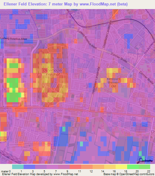 Ellener Feld,Germany Elevation Map